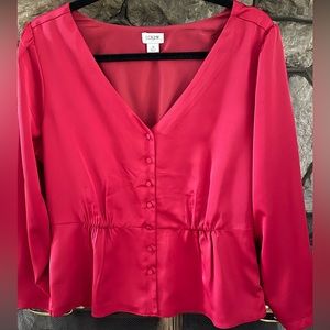 J. Crew women’s red silk top size 16